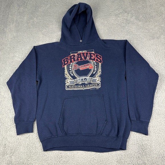 Artex Other - Vintage Artex Atlanta Braves Hoodie Mens Large Navy Blue 1992 MLB Baseball 90s